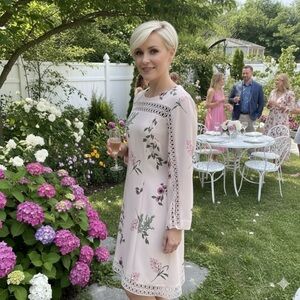 Alfani Women's Pink Floral & Lace Long Sleeved Dress Size 10